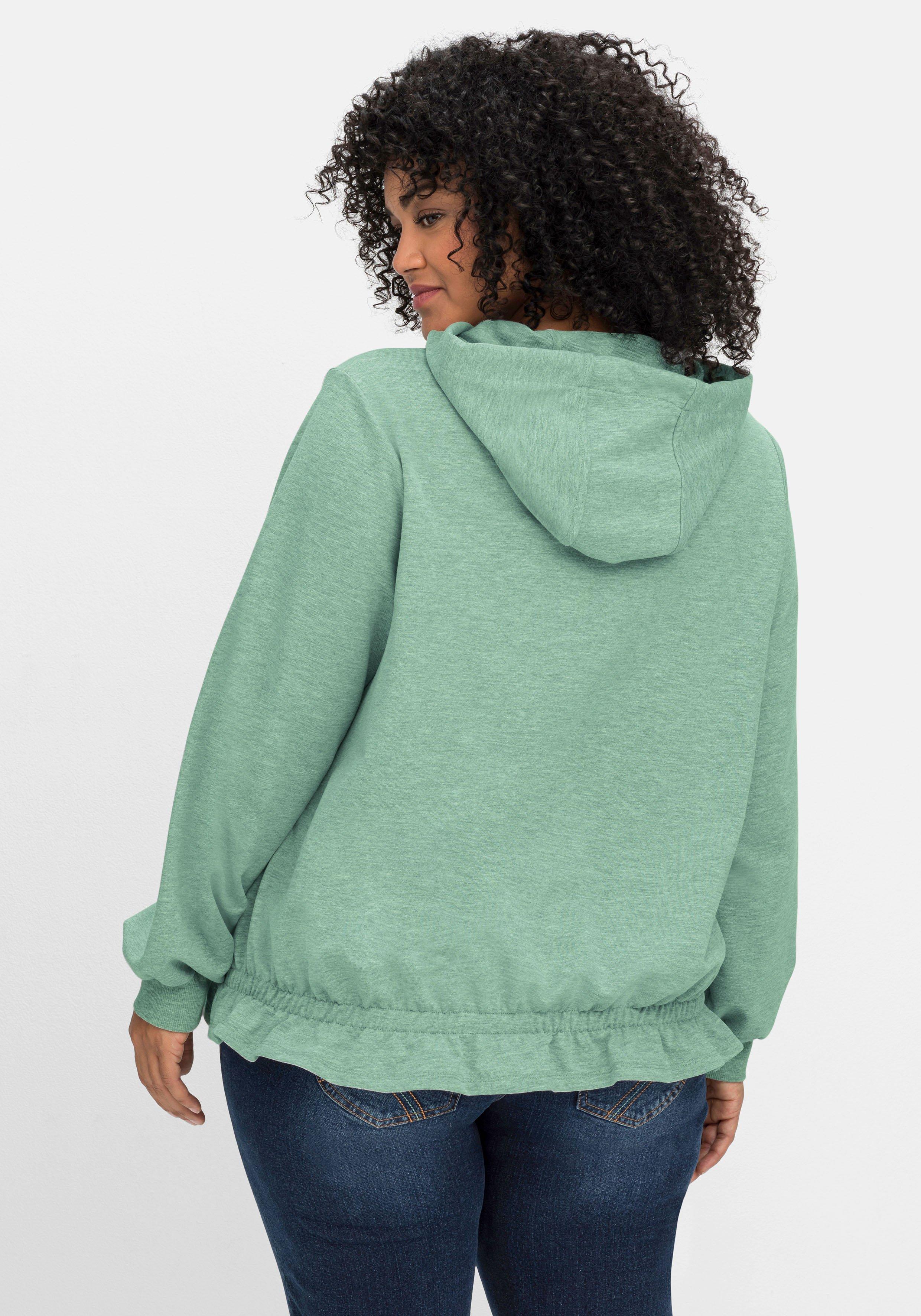Sweatshirt mit Kapuze und Rüsche am Saum