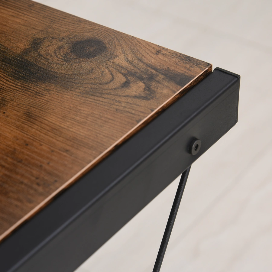 HOMCOM Eckschreibtisch schwarz, Holzmaserung