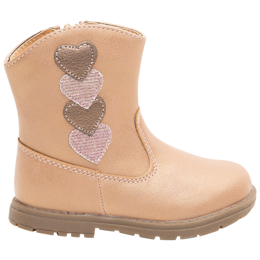 1/2 bottes effet cuir à coeurs superposés du 20 au 23