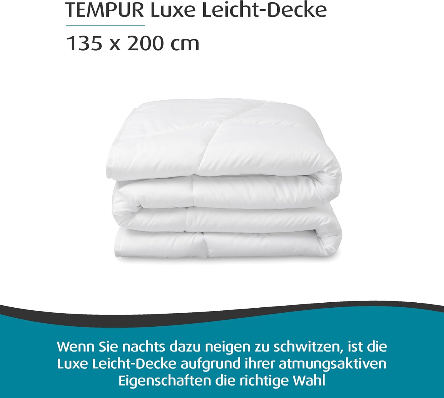 TEMPUR Luxe Leicht-Decke, 135 x 200 cm, 174 GSM, besonders leichte und atmungsaktive Ganzjahresdecke, Weiß