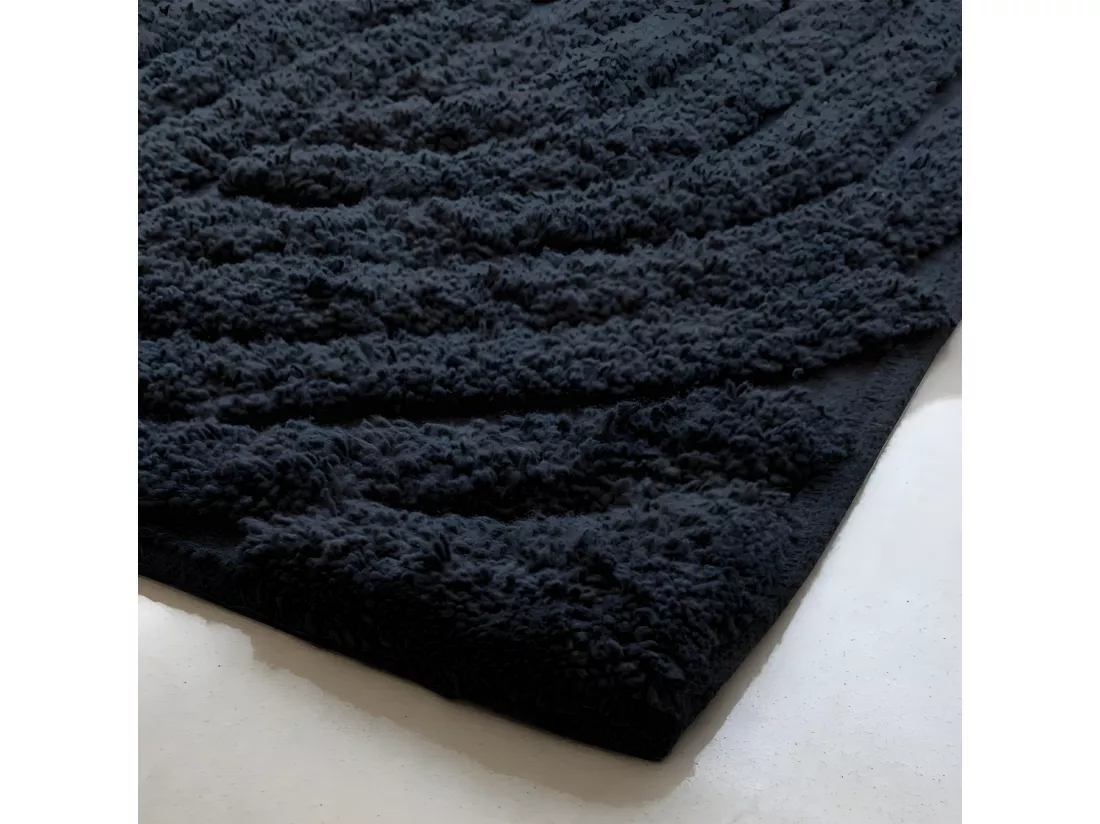 Tapis de salle de bain 40 x 60 cm en coton gris avec motifs - WALDO