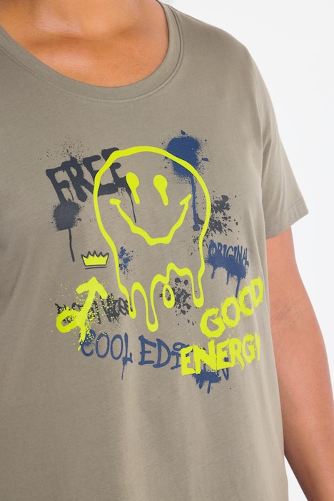 T-Shirt, A-Linie, Smiley, Halbarm