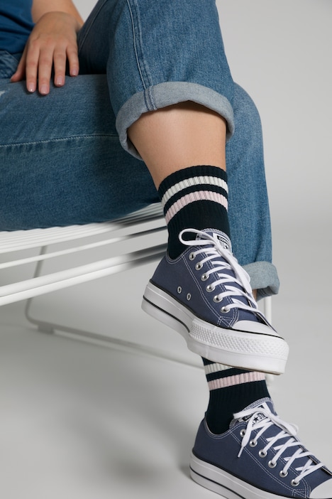 Kurzschaftsocken, 2er-Pack, Punkte/Ringel