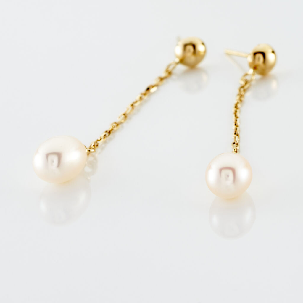 Boucles D'oreilles Pendantes Adriette Or Jaune Perle De Culture
