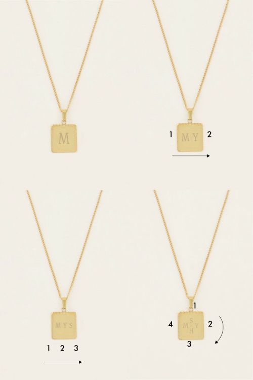 Atelier lange ketting met vierkante bedel