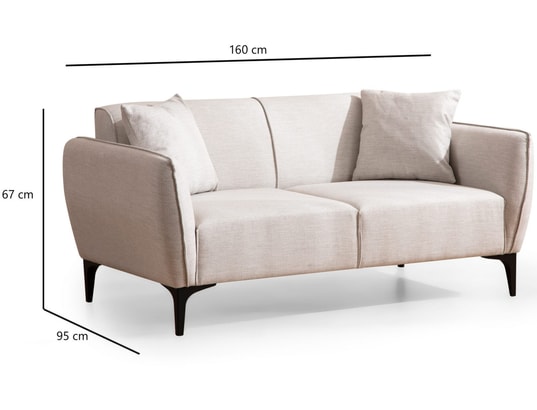 CONCEPT1 - Canapé tissu Belissimo 2 places blanc cassé 160 x 95 x h67