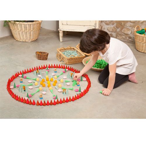 Grapat houten vuren - rood (36st)