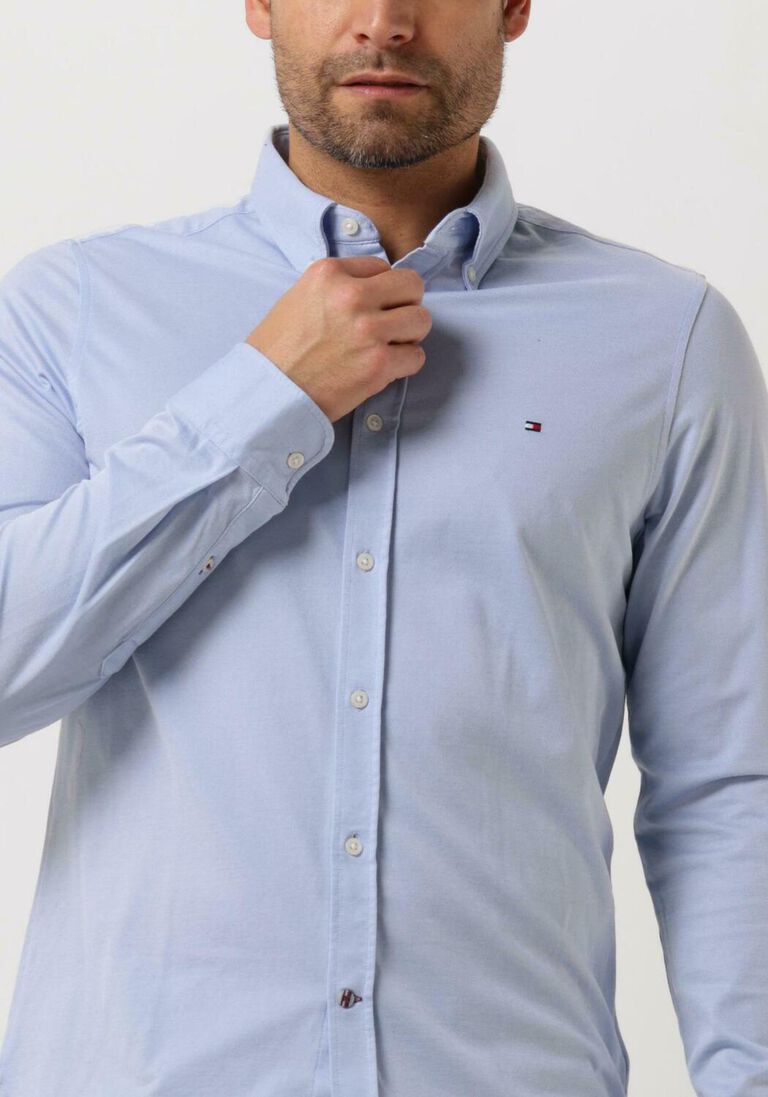 TOMMY HILFIGER blauwe tommy hilfiger klassiek overhemd 1985 knit solid sf shirt