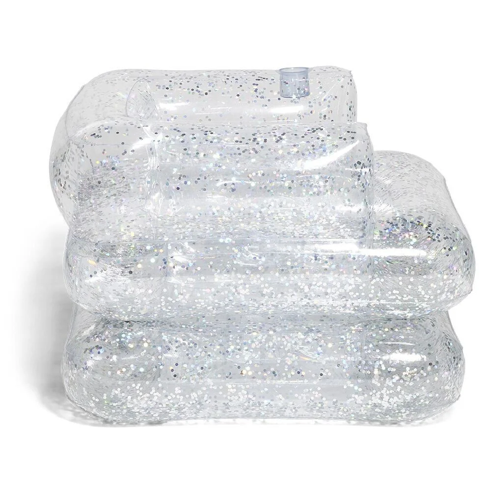 Matelas gonflable piscine 2-en-1 à paillettes 177x82cm argenté