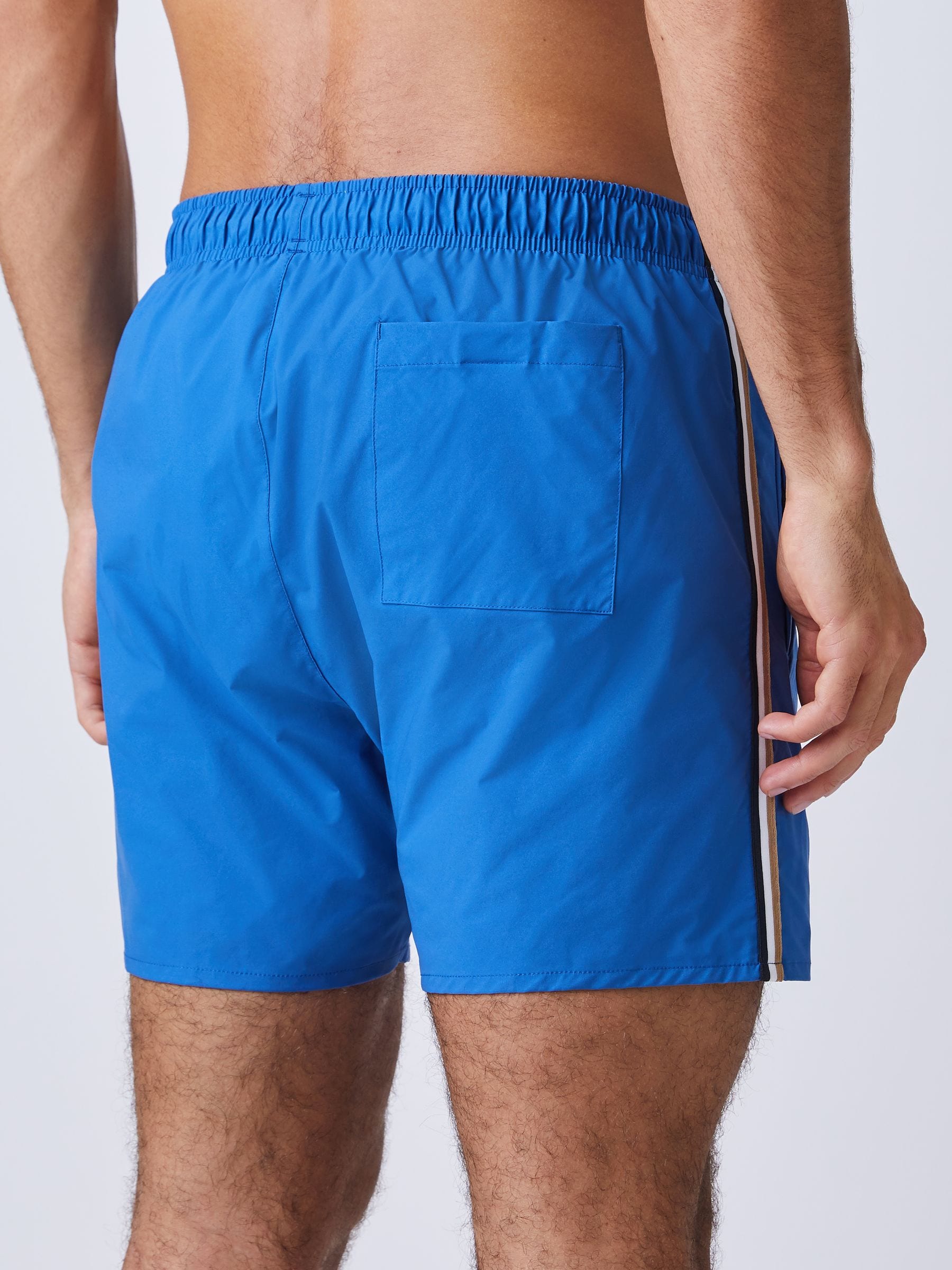 Blauw - BOSS Iconic Side Stripe Logo Swim Shorts