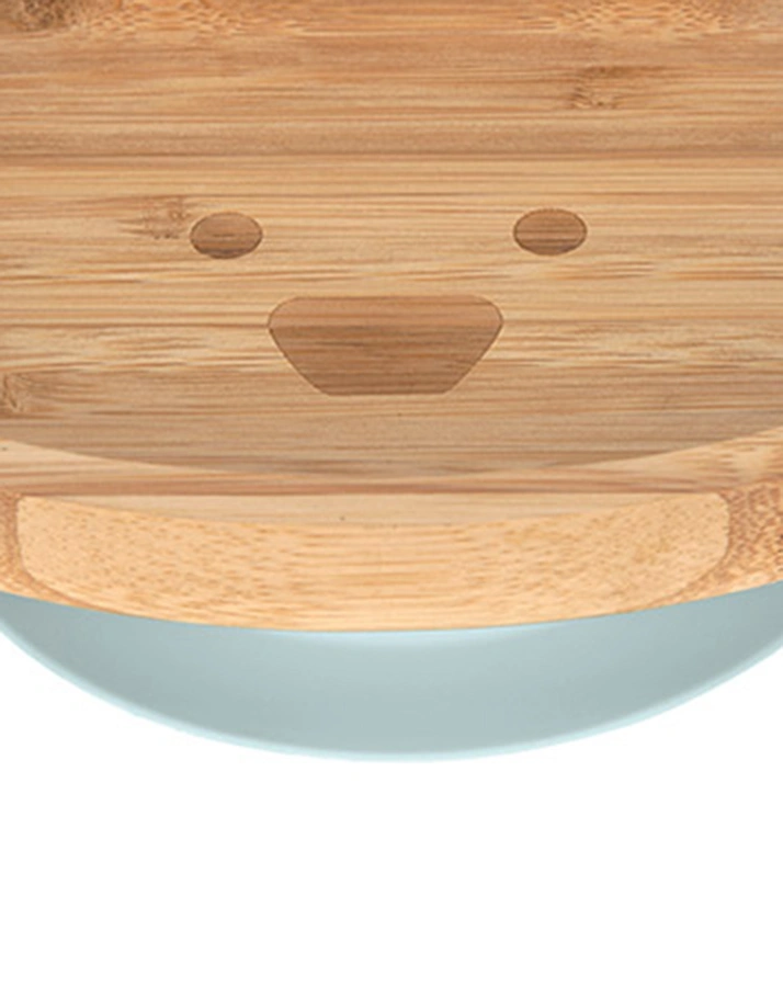 Bambus-Teller LITTLE CHUMS DOG mit Saugfuß in holz/blau