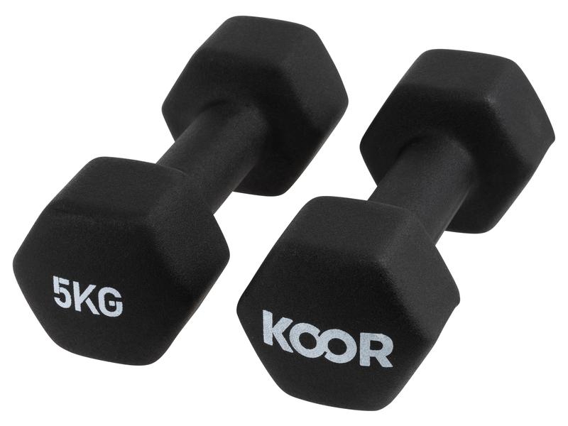 KOOR Kurzhantel-Set 5 kg, Schwarz Ideal für das Training zu Hause