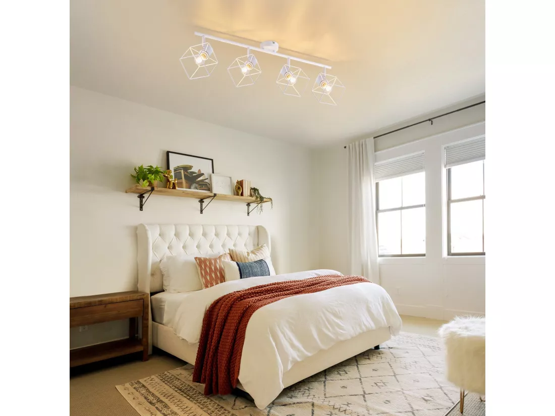 NETTLIFE Spot de plafond noir E14 plafonnier orientable à 350° vintage métal salon orientable sans ampoule