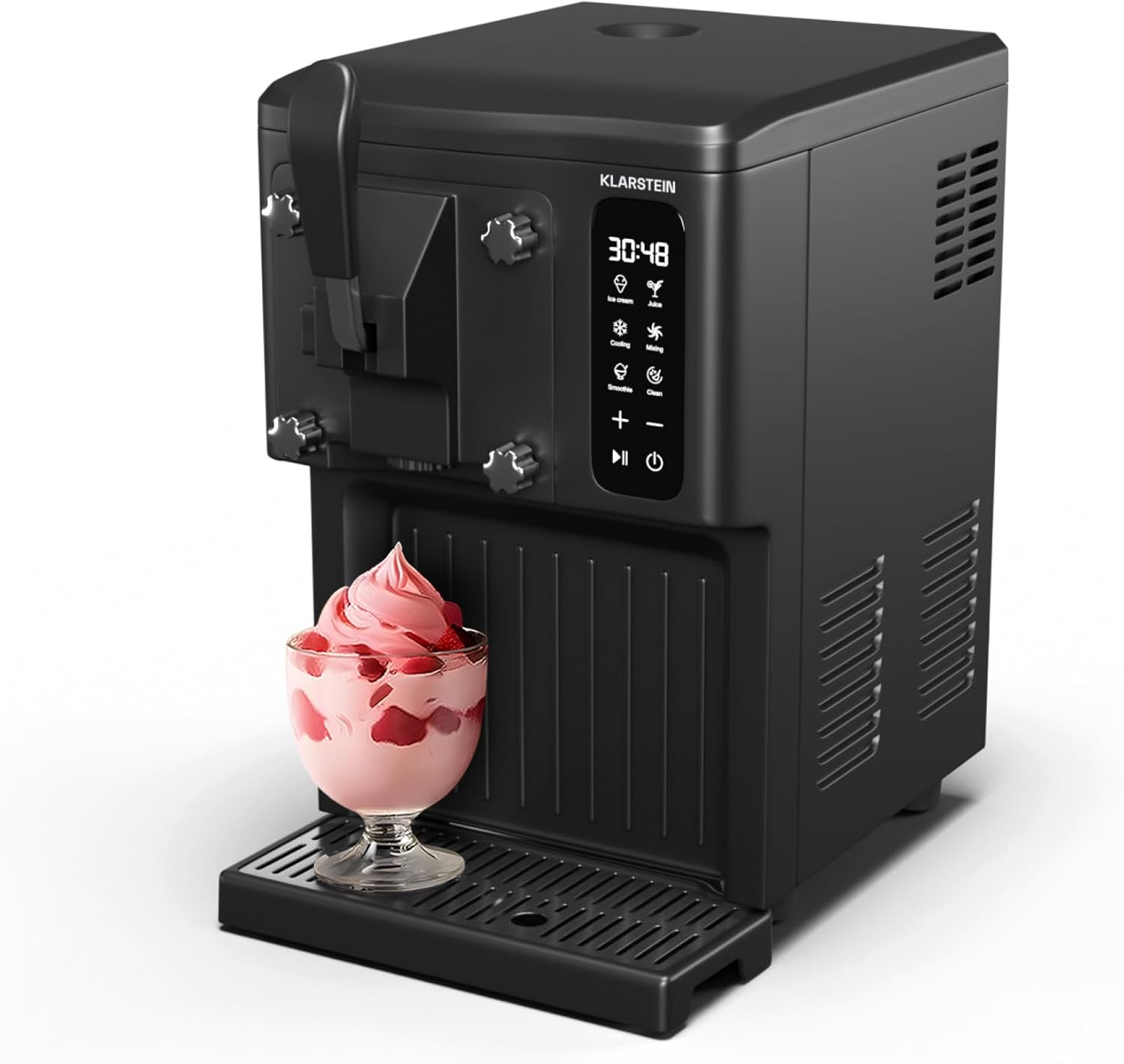 Klarstein SweetSwirl Eismaschine - 3-in-1 Für Eiscreme, Milchshakes & Smoothies, 1,5 L Tank, Touch-Display, Keep-Cool-Modus, Reinigungsfunktion, Schwarz