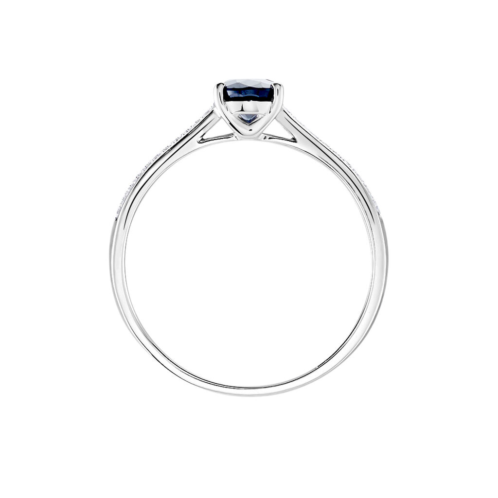 Bague Solitaire Or Blanc Crista Saphir Diamants