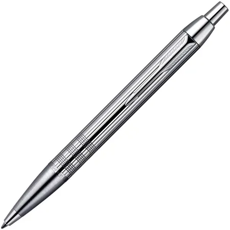 Parker IM-Premium-Kugelschreiber gemeißeltes Shiny Chrome, M, blau
