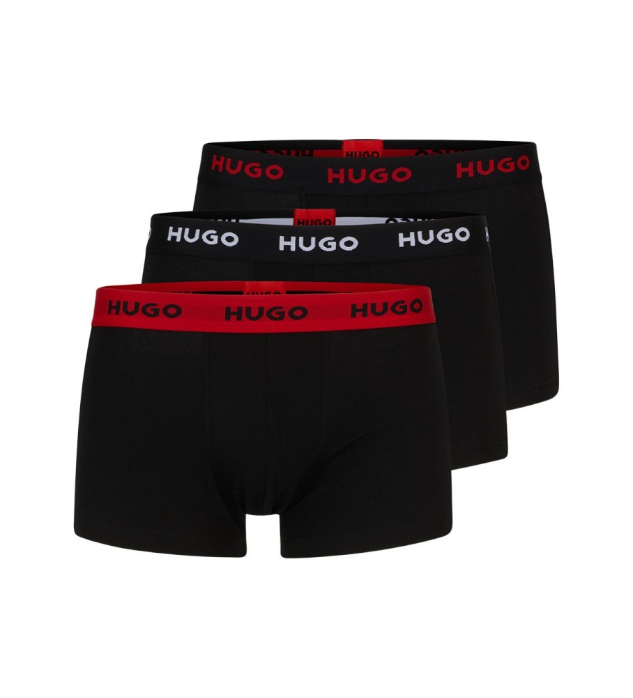 Pacote com 3 cuecas boxer HUGO, pretas.