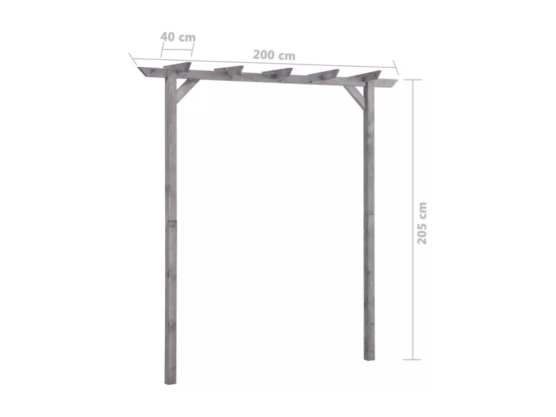 Pergola de jardin Gris 200x40x205 cm Bois de pin imprégné