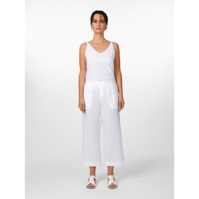 Damen-Leinenhose 7/8-Länge, Weiß