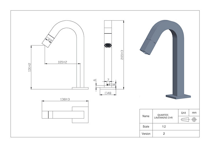 Robinet de lave-mains noir Essebagno Quartos