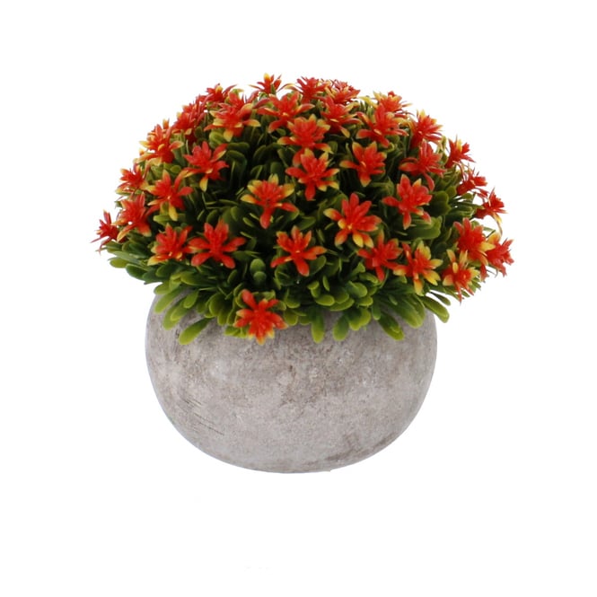 Blume in Topf - rot/grün/grau - künstlich - ca. 14 x 20 cm