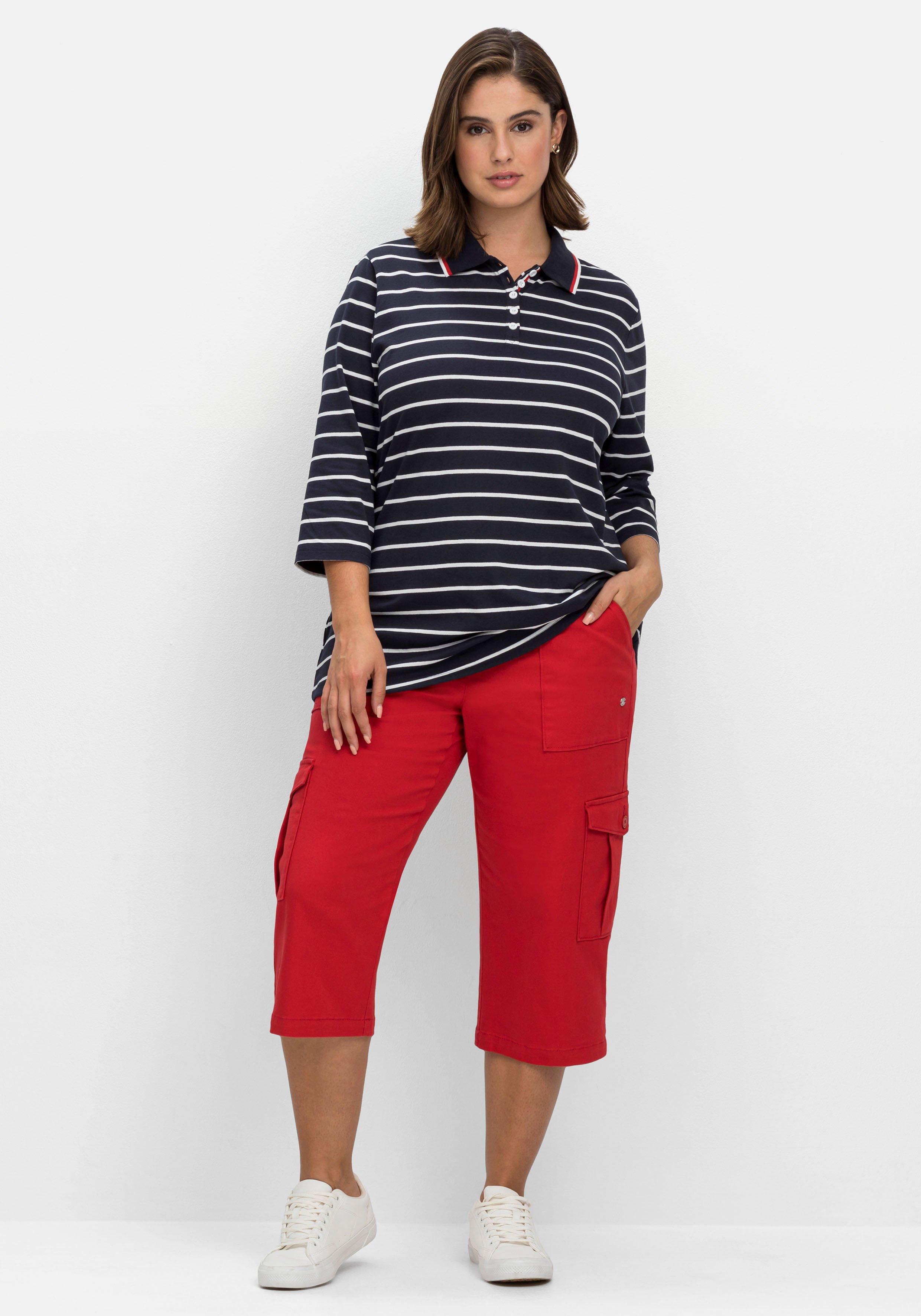 Gestreiftes Poloshirt mit 3/4-Arm