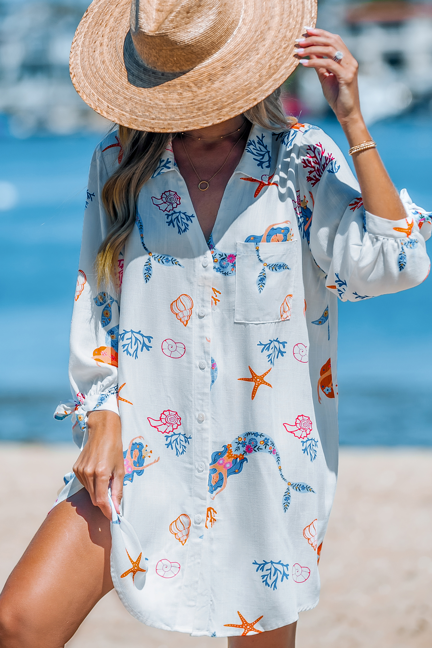 Robe cover up à imprimé nautique