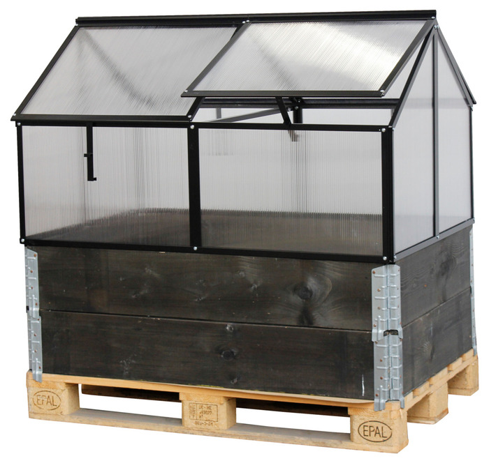 Drivhus 120 x 80 cm til højbedsramme sort