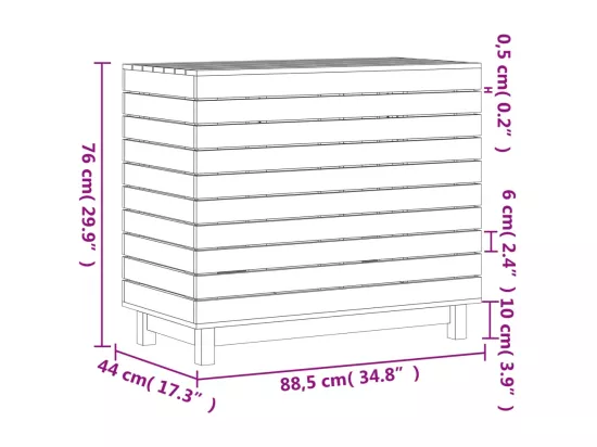 Panier à linge 88,5x44x76 bois massif de pin