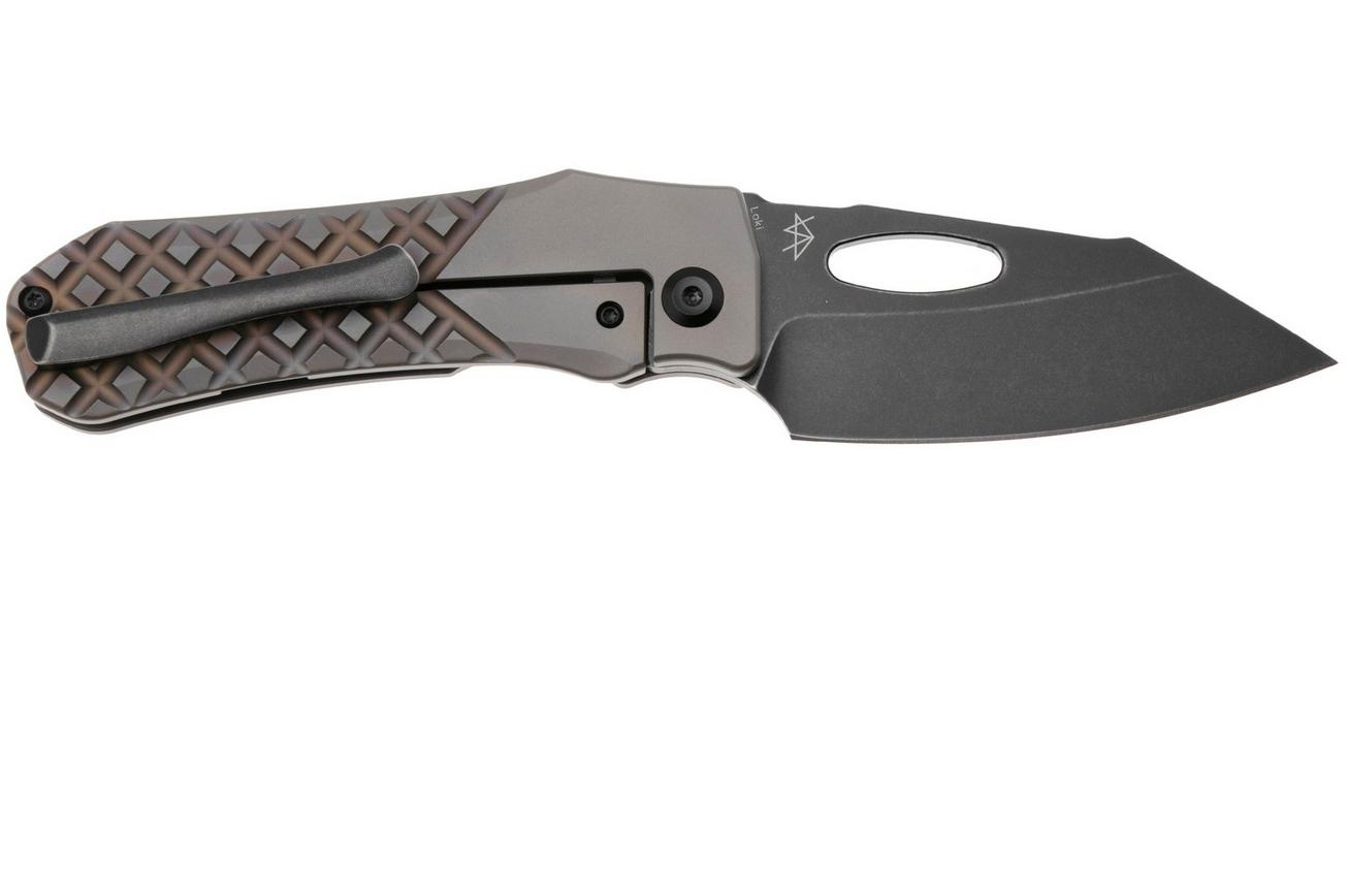 Kansept Loki K1058B4, Blackwashed CPM S35VN, Bronzed Frag Pattern Titanium zakmes, Steven Dunnuck design
