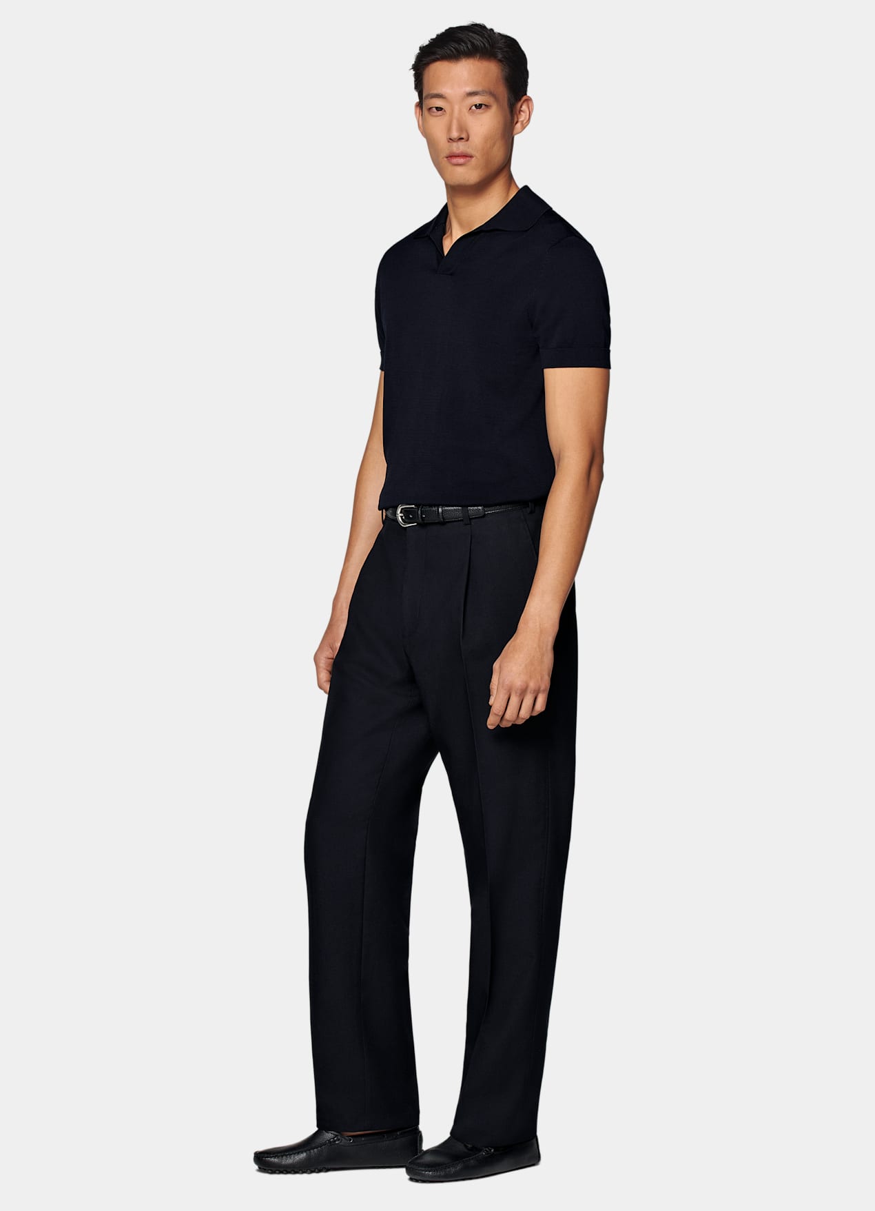 Polo sans boutons bleu marine