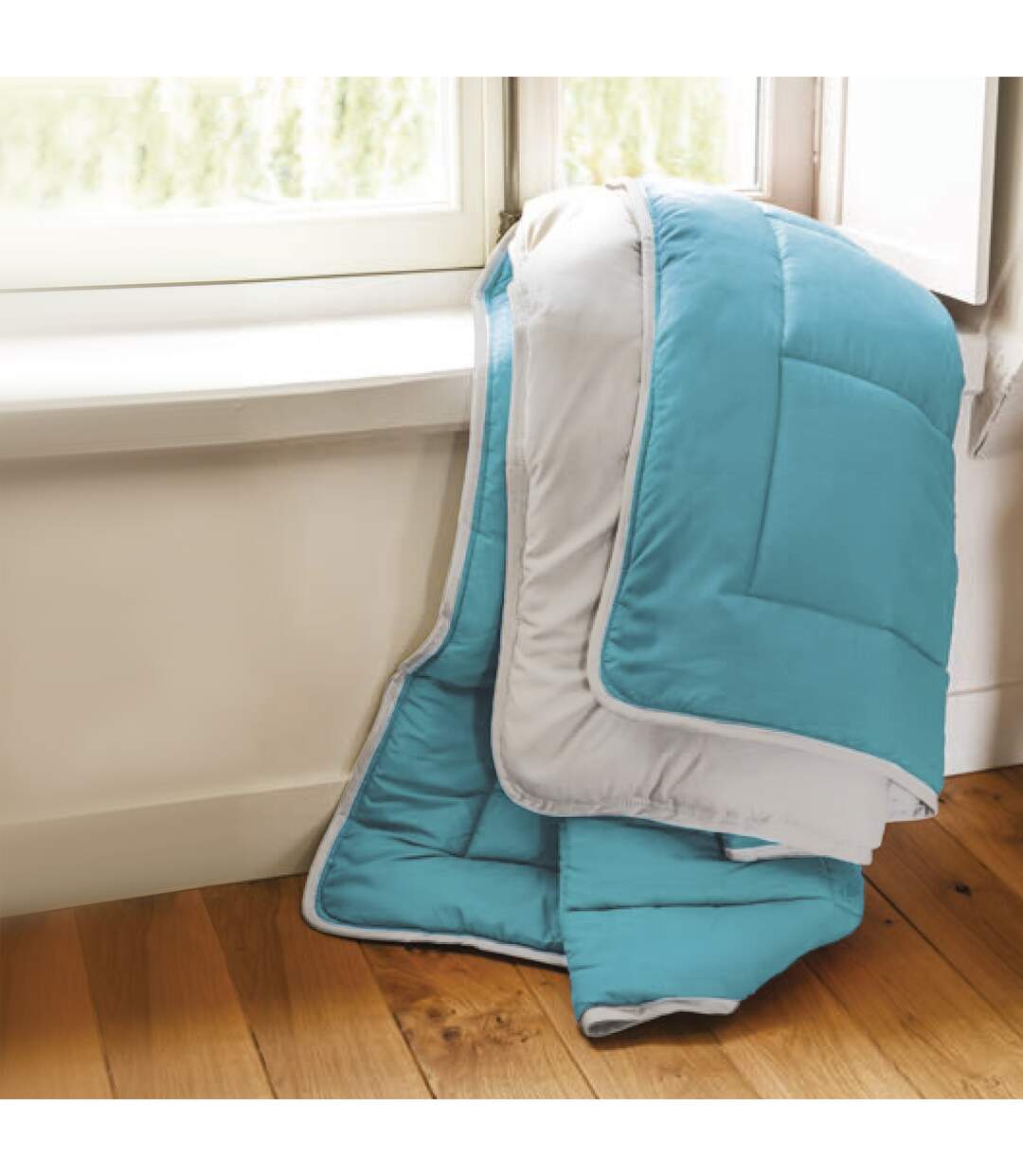 Couette été 140x200 cm COCOON BICOLORE Lac/Galet garnissage fibre polyester 200g/m2