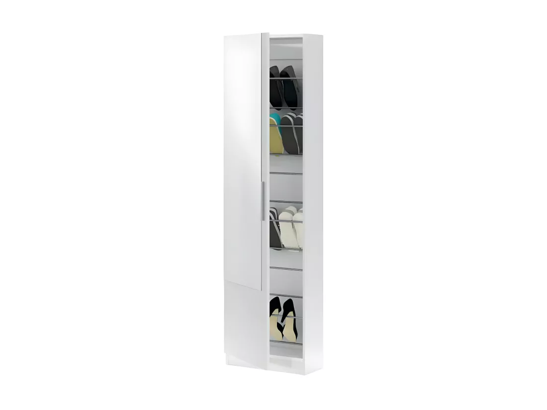 Meuble à chaussures avec miroir Blanc - ALTO - L 50 x l 22 x H 180 cm