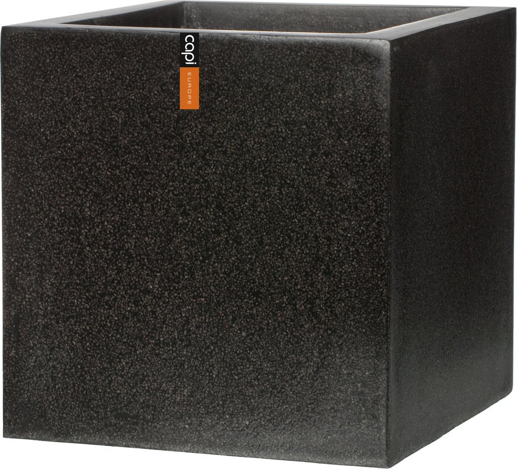 Capi Europe plantenbak Lux Terrazzo zwart 30 x 30 x 30 cm