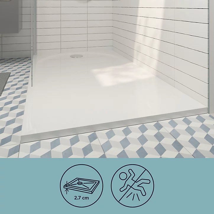Receveur de douche 90 x 180 cm, résine, blanc, GoodHome Cavally