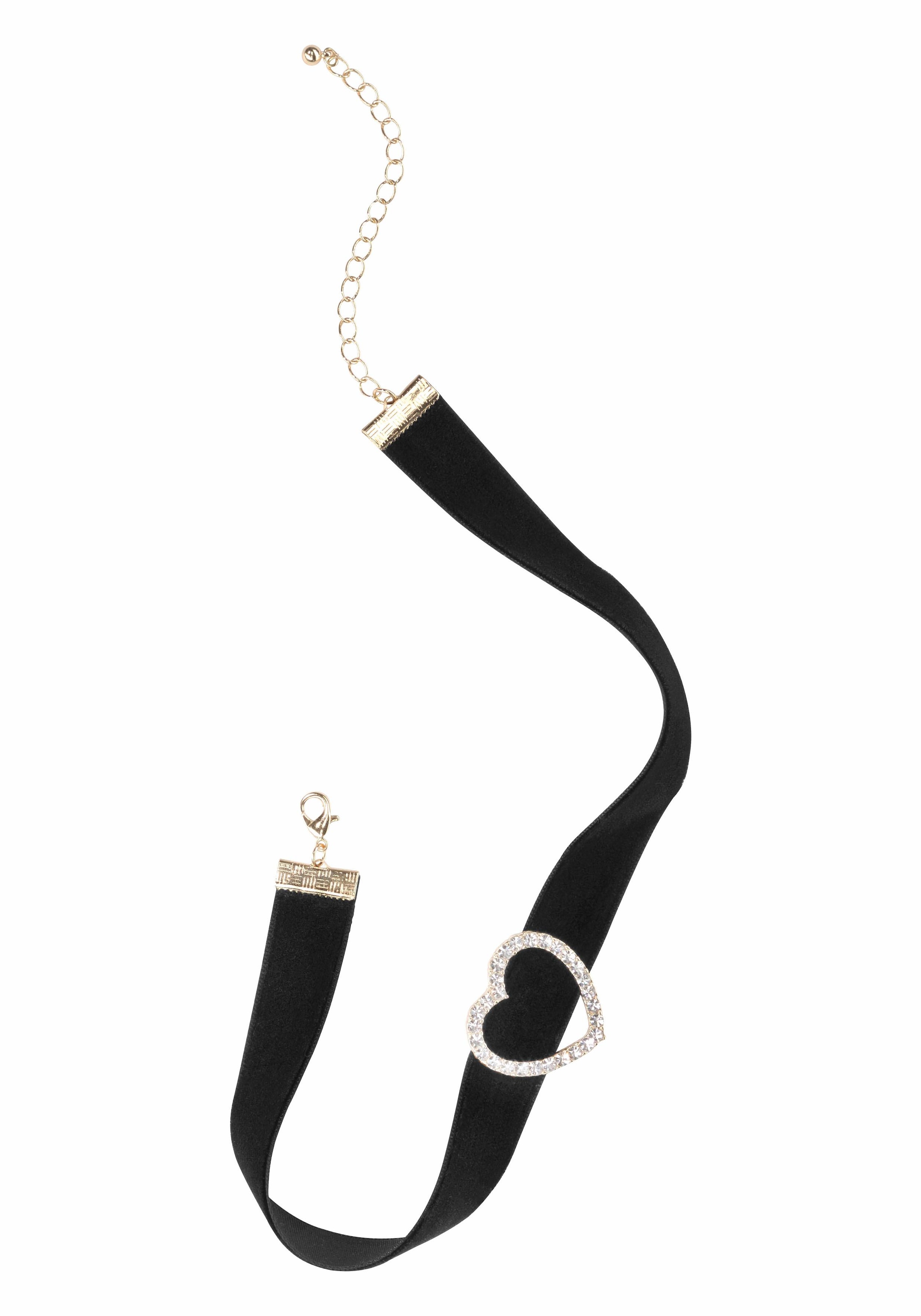 Firetti Choker »aus schwarzem Samt mit Herz Element« mit Glasstein