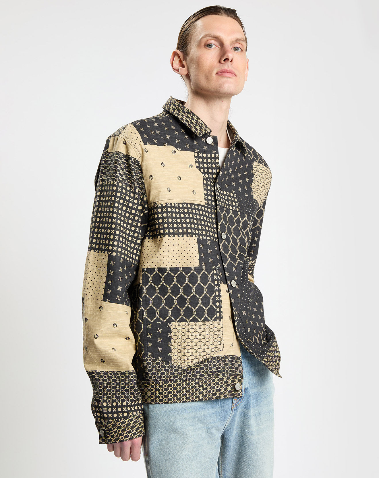 Scotch & Soda Surchemise en Coton & Lin Patchwork noire