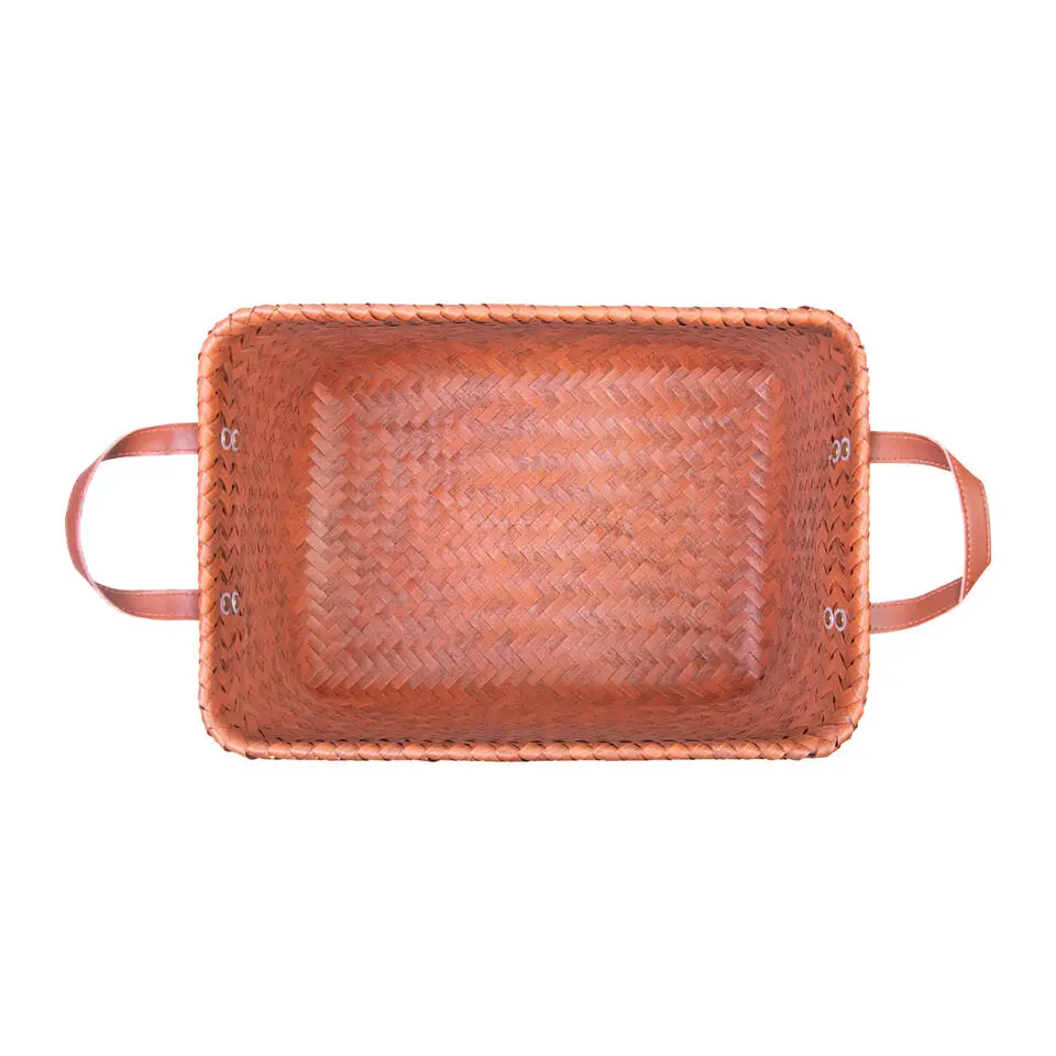 QUVIO Opbergmand gevlochten - Rechthoek - Rotan - 38x28x24 cm - Bruin