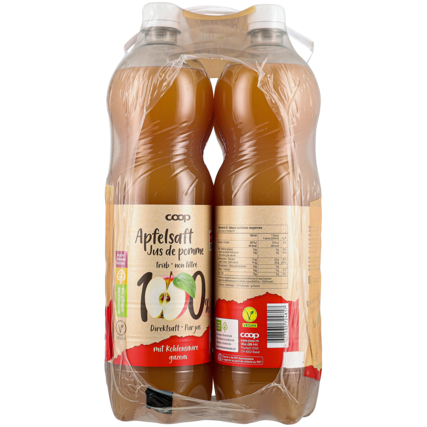Apfeldirektsaft trüb mit Kohlensäure 6x1.5l
