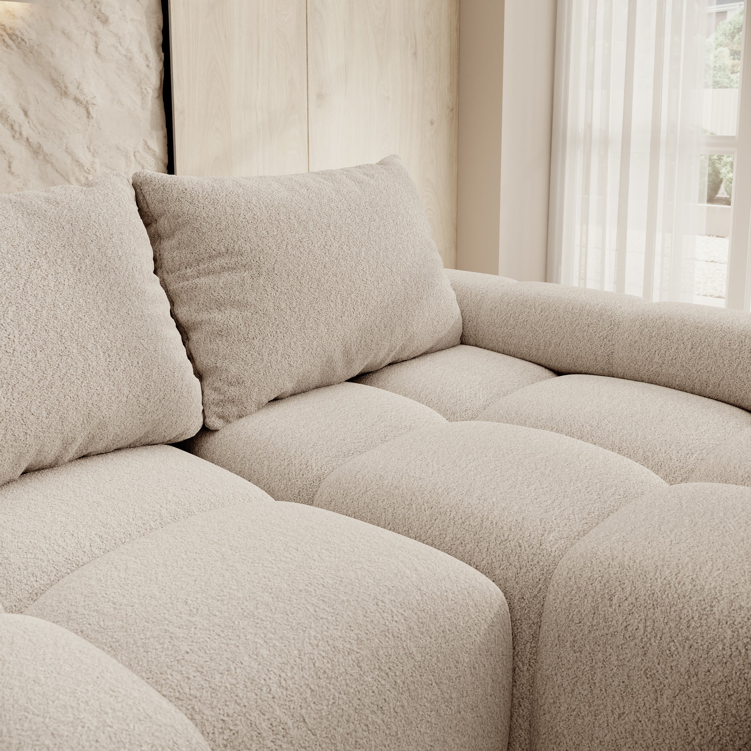 Broome - Hoekbank 3-zits - Beige teddystof - Rechts
