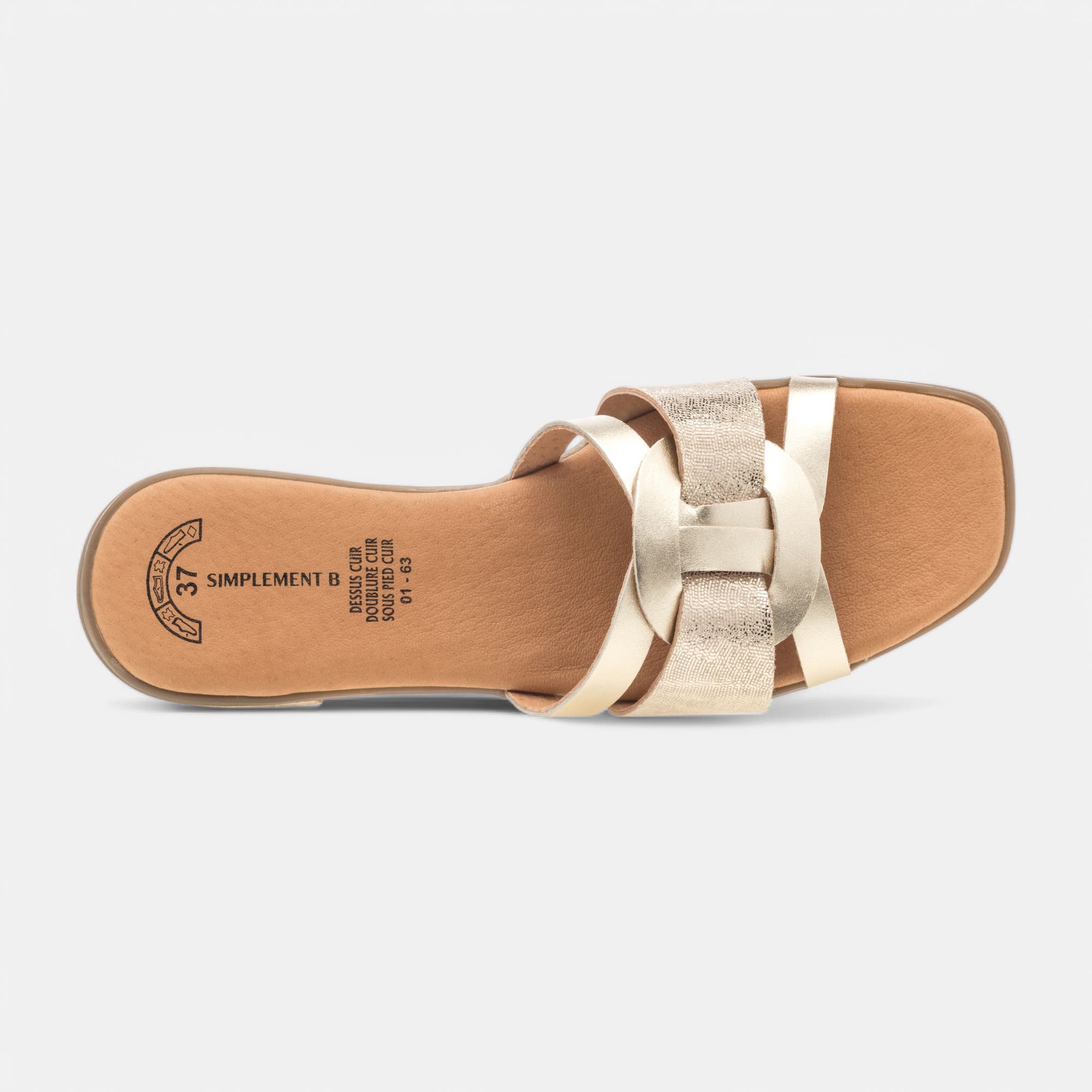 Mules Femme en cuir or