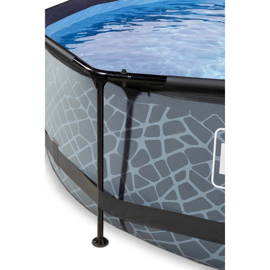 EXIT Pool Stone 360x76cm mit Abdeckung und Filterpumpe, grau