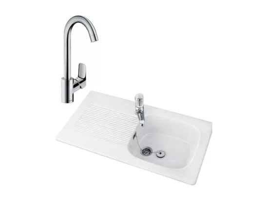 VILLEROY ET BOCH Evier 1 bac Tudor avec Mitigeur cuisine bec haut Logis