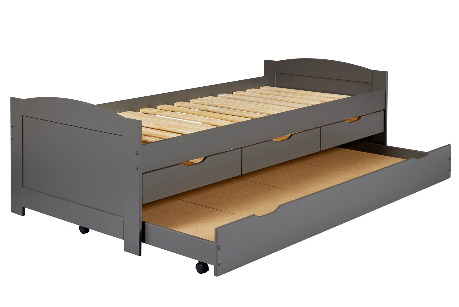 Funktionsbett LENA - grau - Massivholz - 2x 90x200 cm
