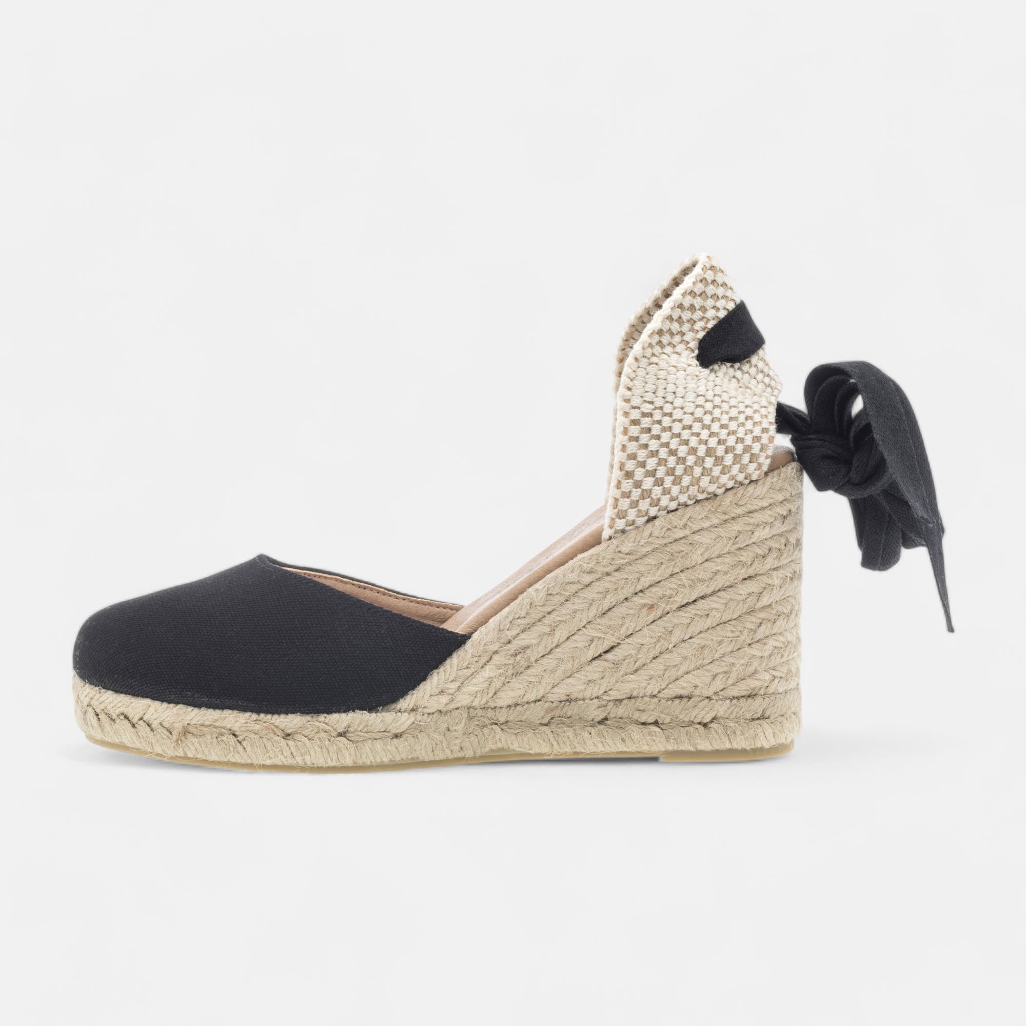 Espadrilles à talon compensé Femme noir