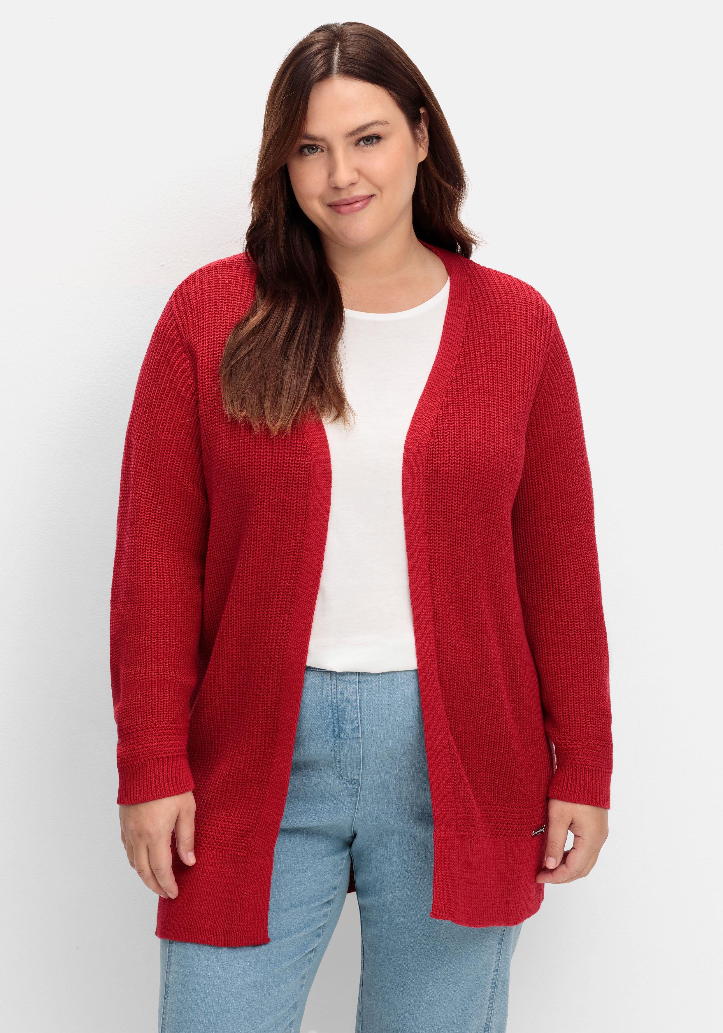 Lange Strickjacke in Grobstrick-Optik, offene Form