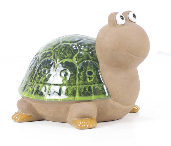 Dehner Keramik-Schildkröte, grün, ca. H19 cm