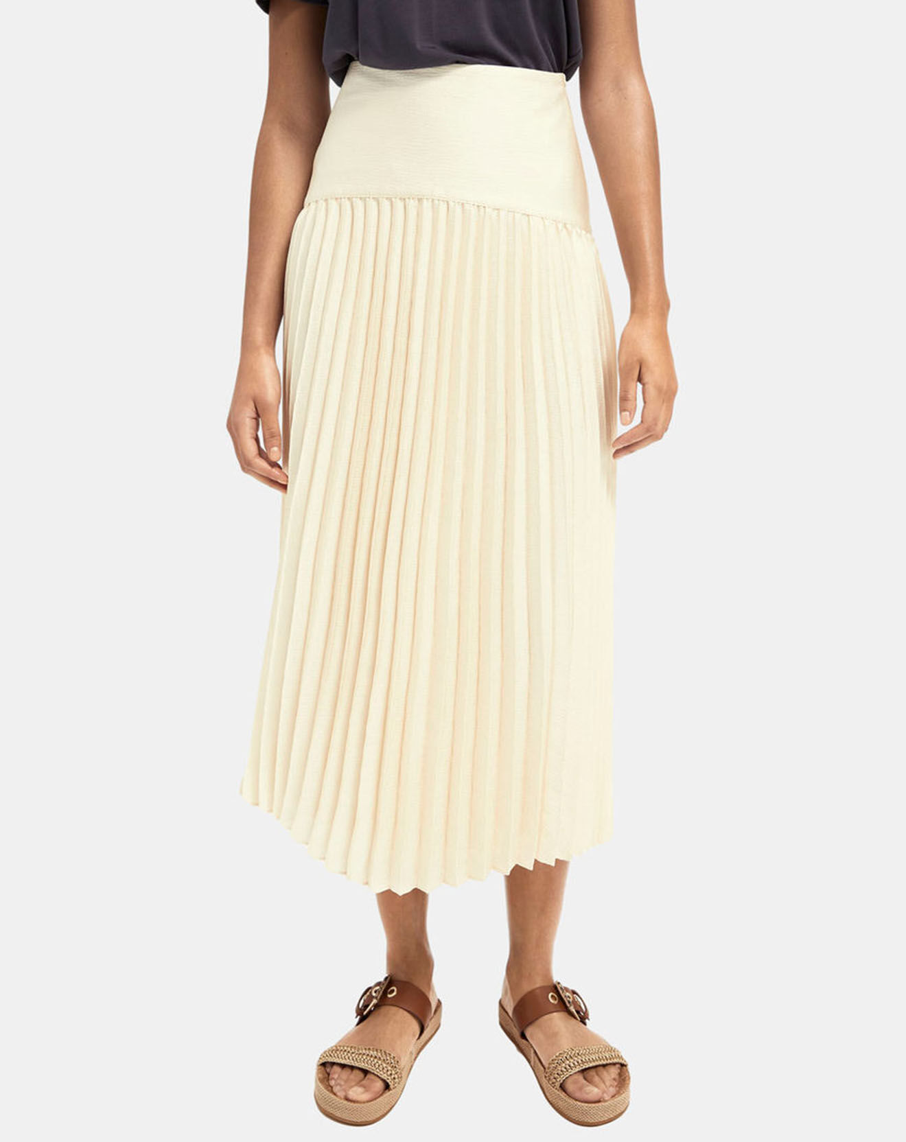 Scotch & Soda Jupe plissée & satinée écrue