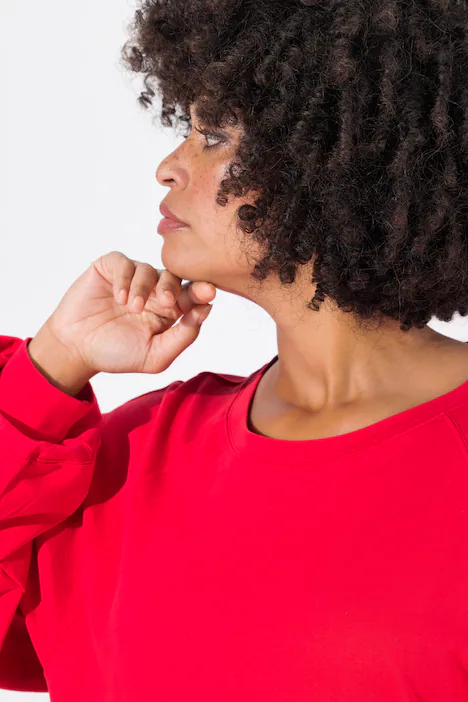Sweatshirt, A-Linie, geraffter Raglan-Langarm, salsarot