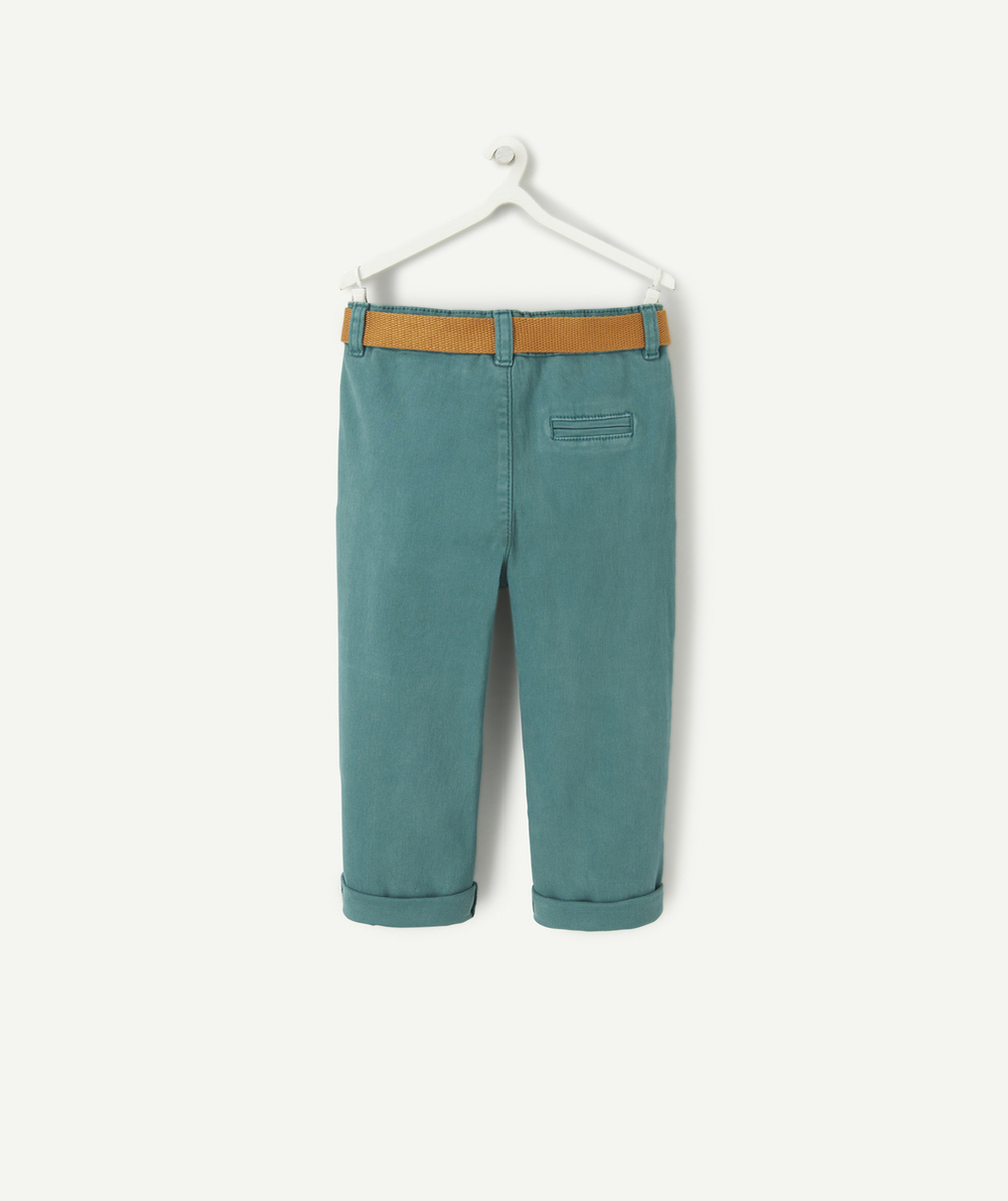 PANTALON CHINO VERT BÉBÉ GARÇON AVEC CEINTURE MARRON